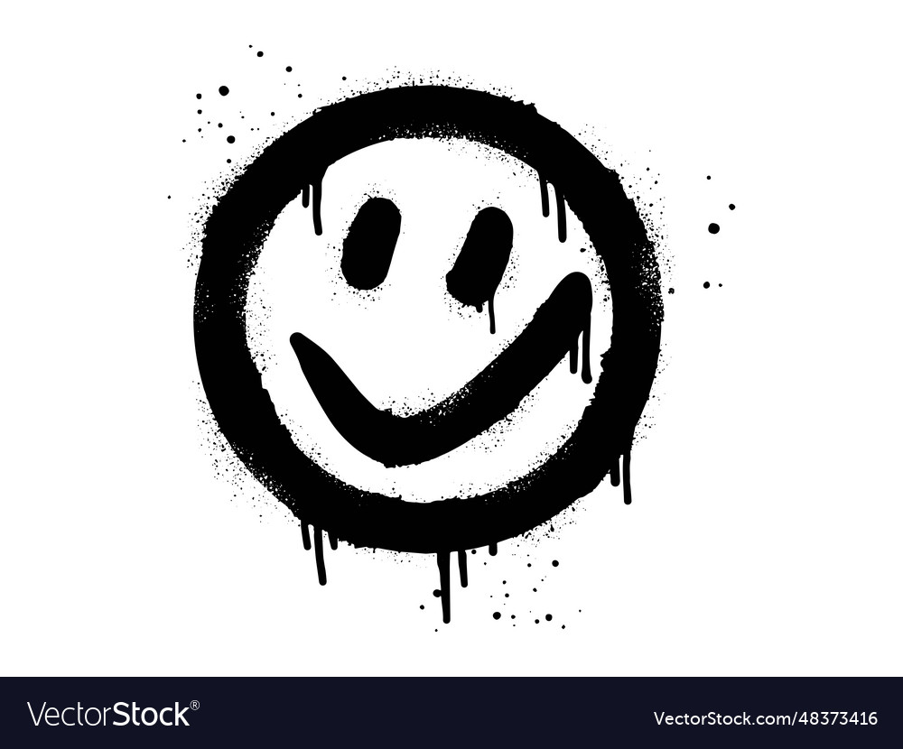 Smiling face emoji character spray painted Vector Image