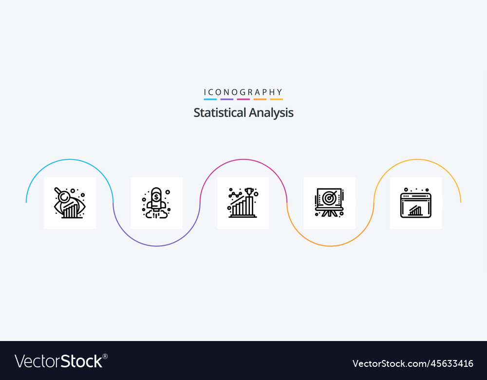 Statistical analysis line 5 icon pack including