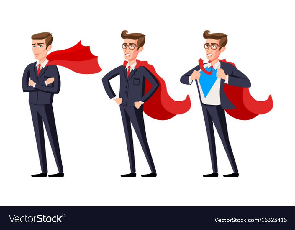 Super businessman men cartoon Royalty Free Vector Image