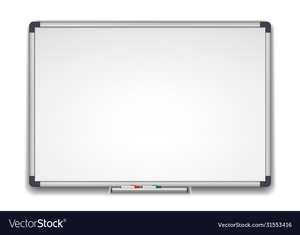 Whiteboard Marker White School Board Realistic Vector Image