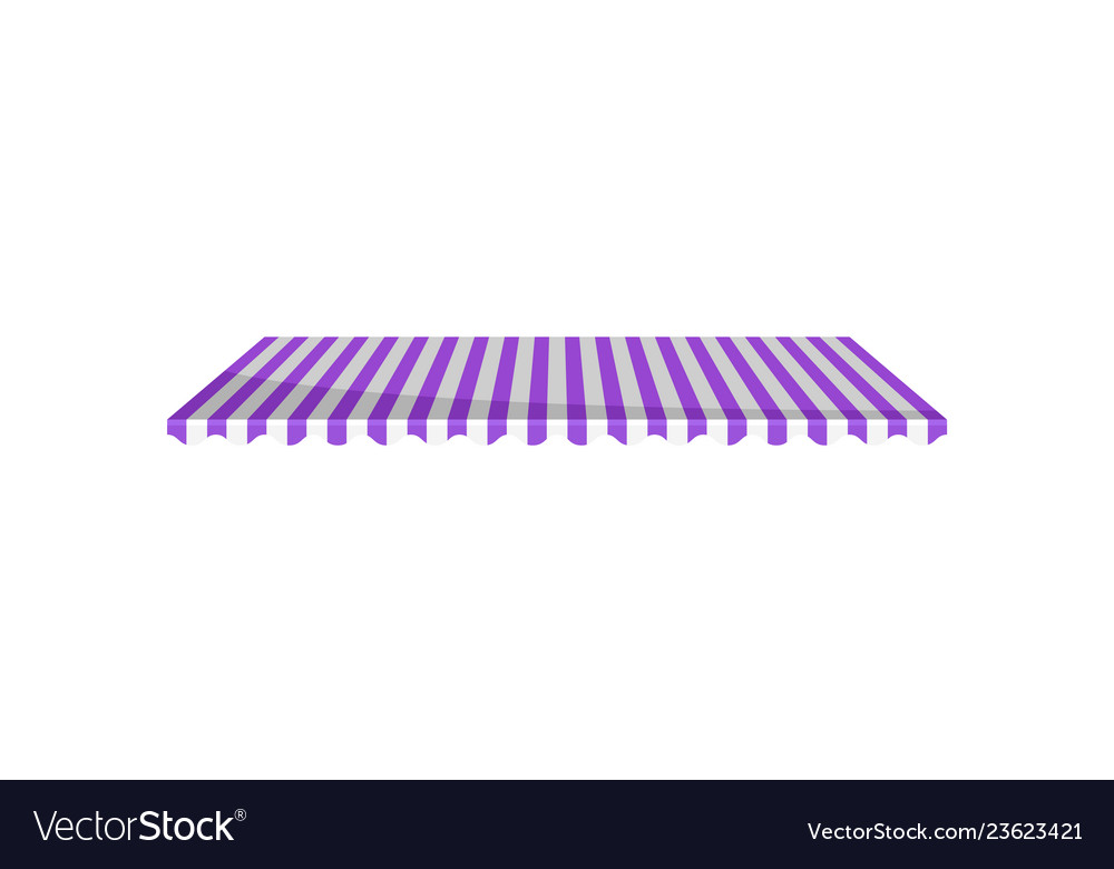 Classic purple and white striped canopy awning