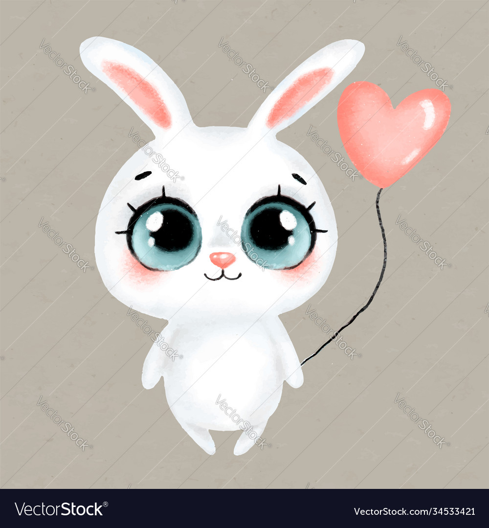 Cute cartoon pastel white bunny Royalty Free Vector Image