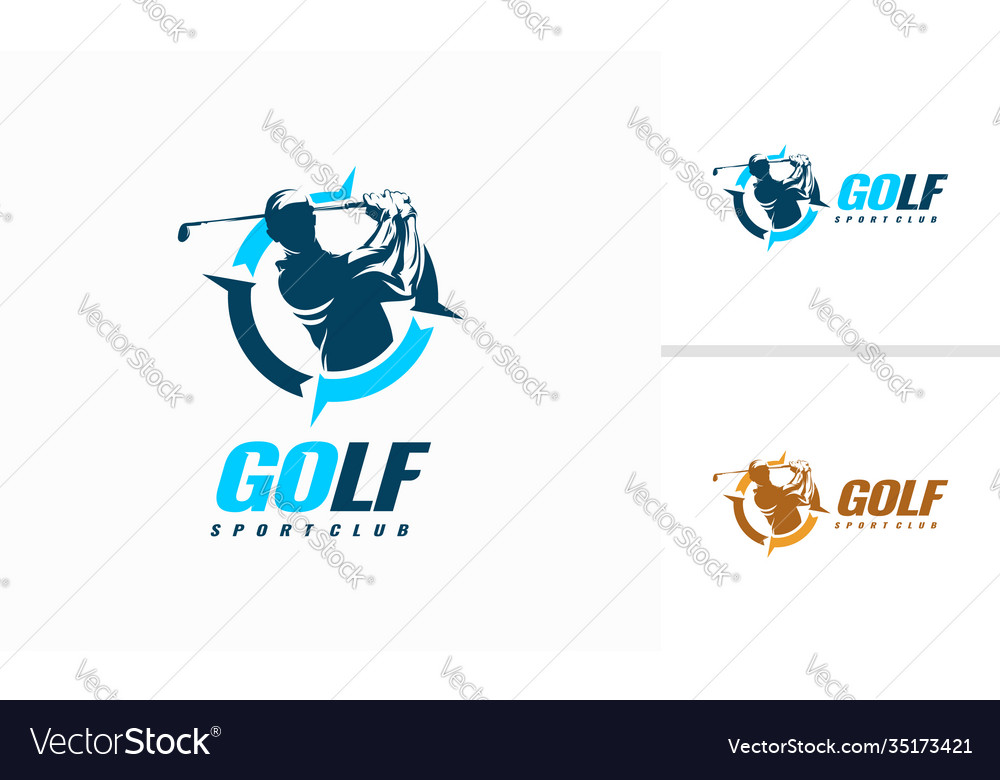 Fast Golf Logo Designs Sport Silhouette Royalty Free Vector