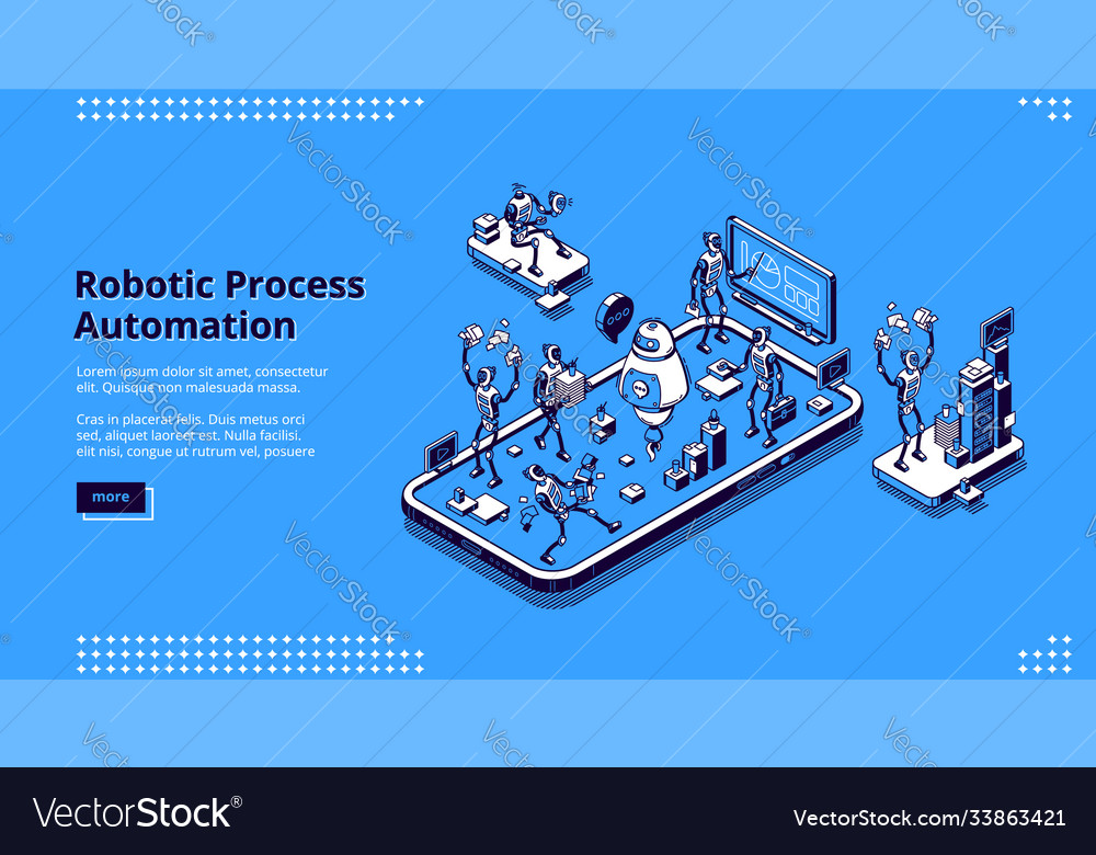 Landing page robotic process automation Royalty Free Vector