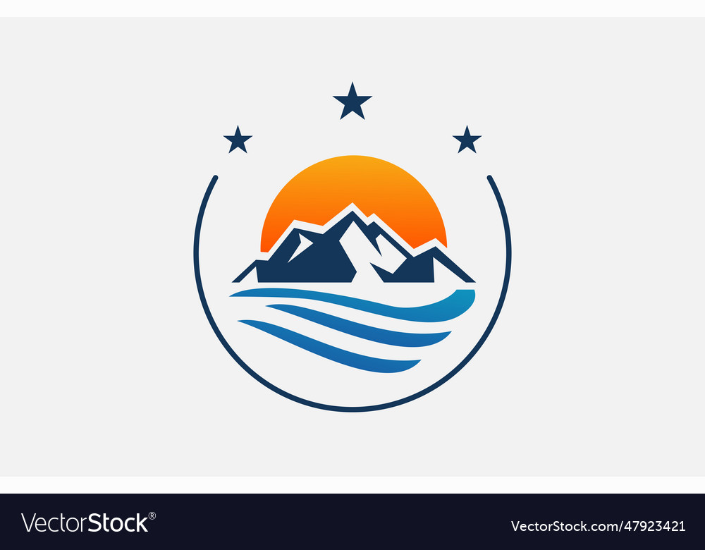 Mountain sun Royalty Free Vector Image - VectorStock