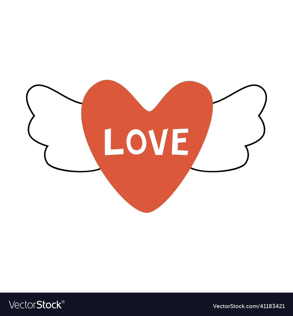 Red heart with wings for valentine day Royalty Free Vector