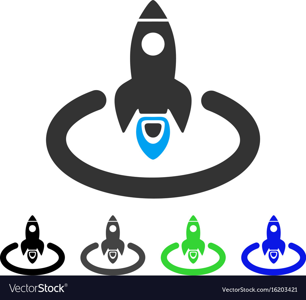 Space rocket launch area flat icon Royalty Free Vector Image