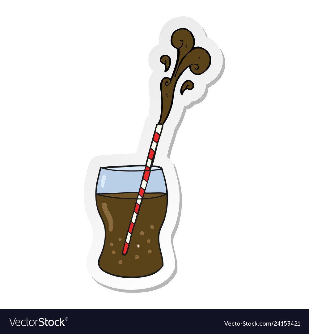 Sticker of a cartoon fizzy drink Royalty Free Vector Image