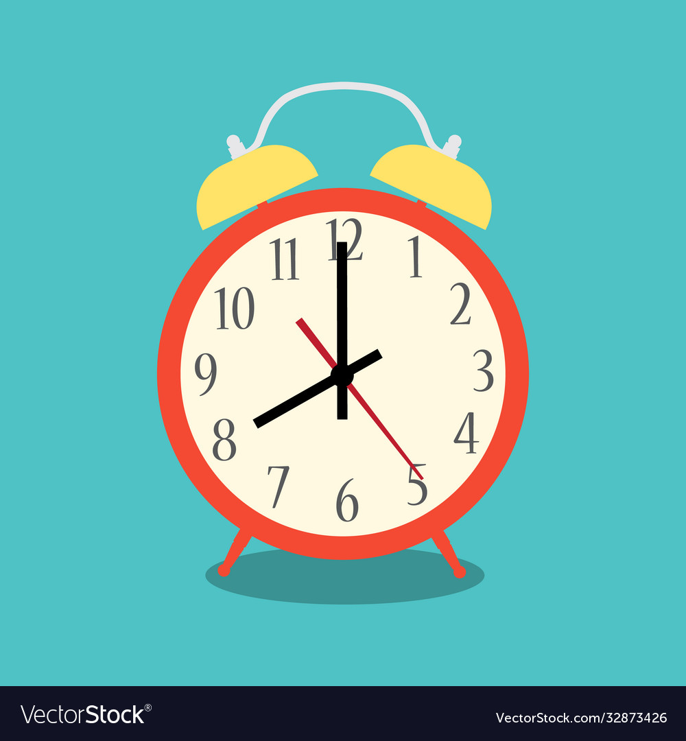 Alarm clock red Royalty Free Vector Image - VectorStock