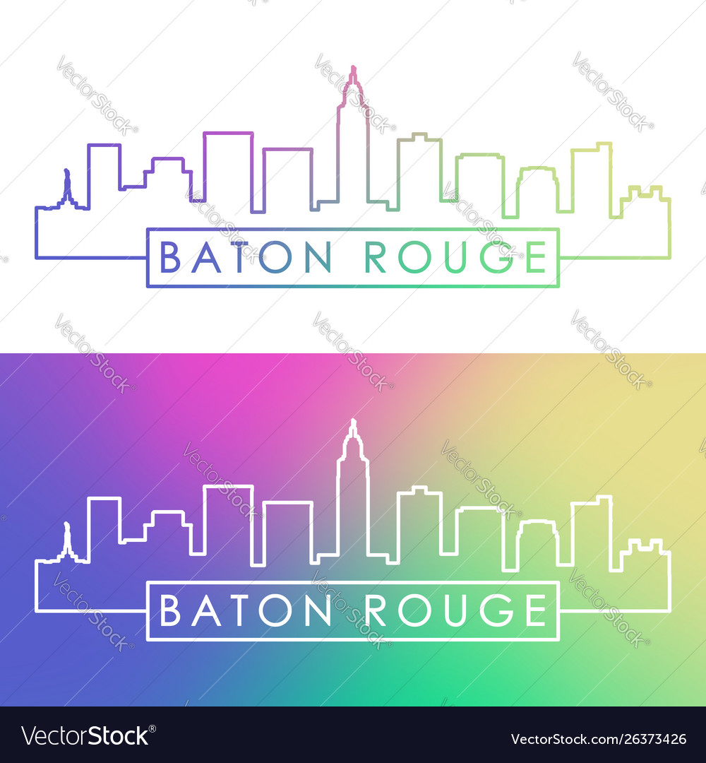 Baton rouge city skyline colorful linear style Vector Image