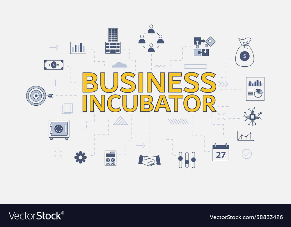 Business incubator concept with icon set big