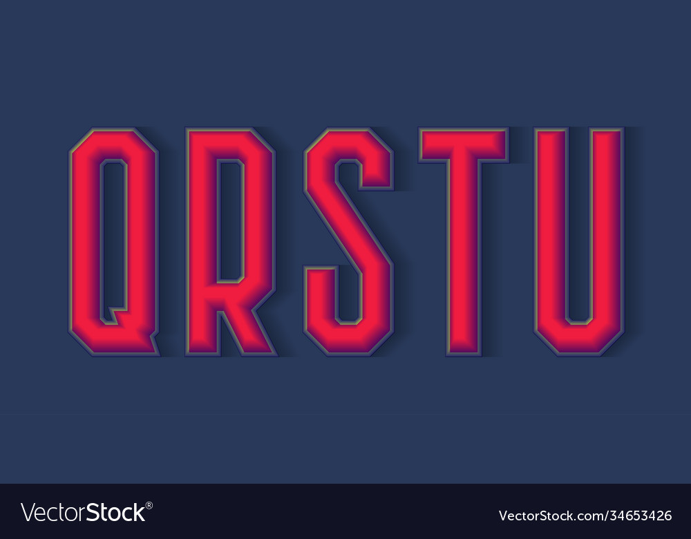 Q r s t u rot 3d Buchstaben mit Schatten