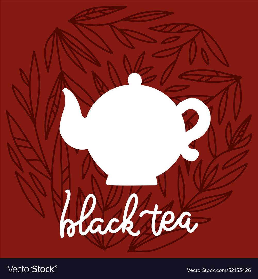 Tea time label with lettering black white