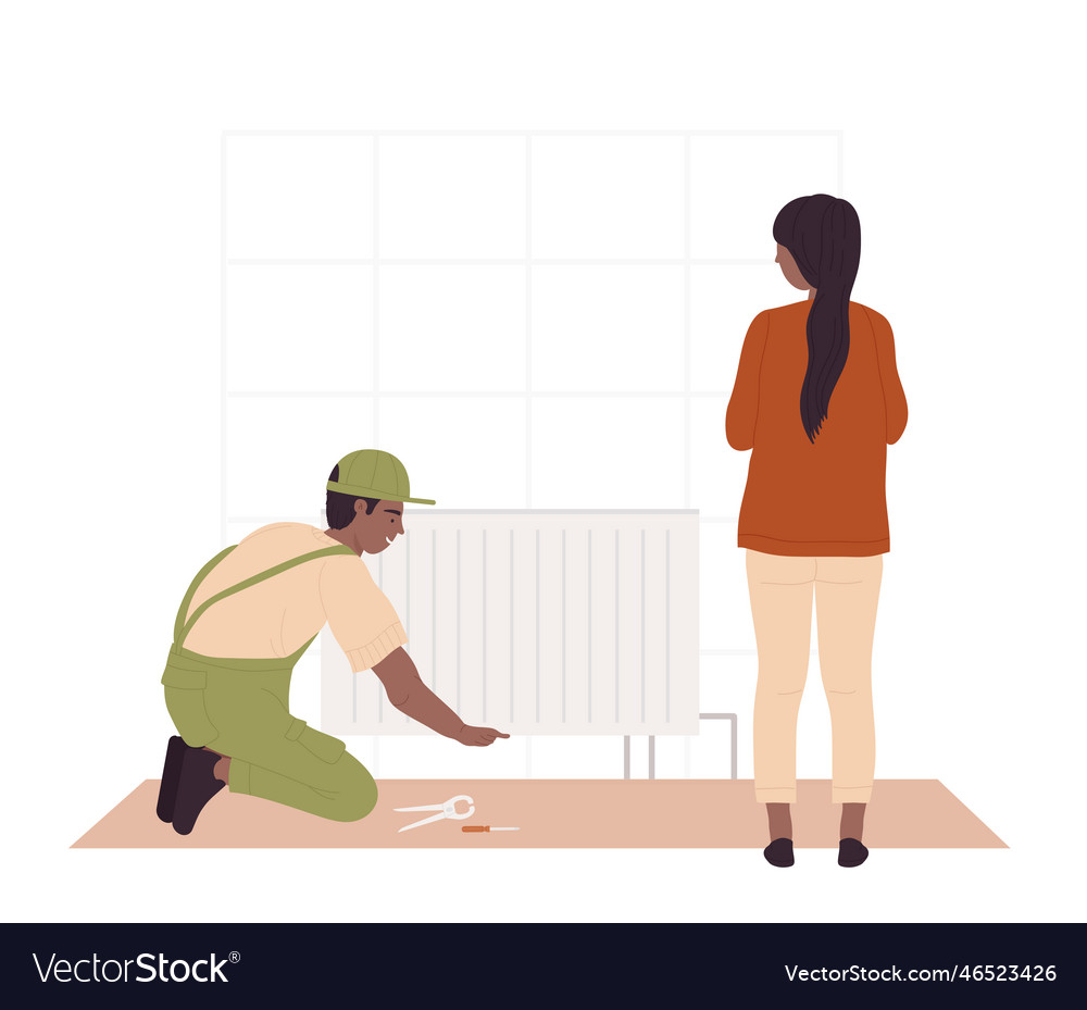 Workman repairing radiator