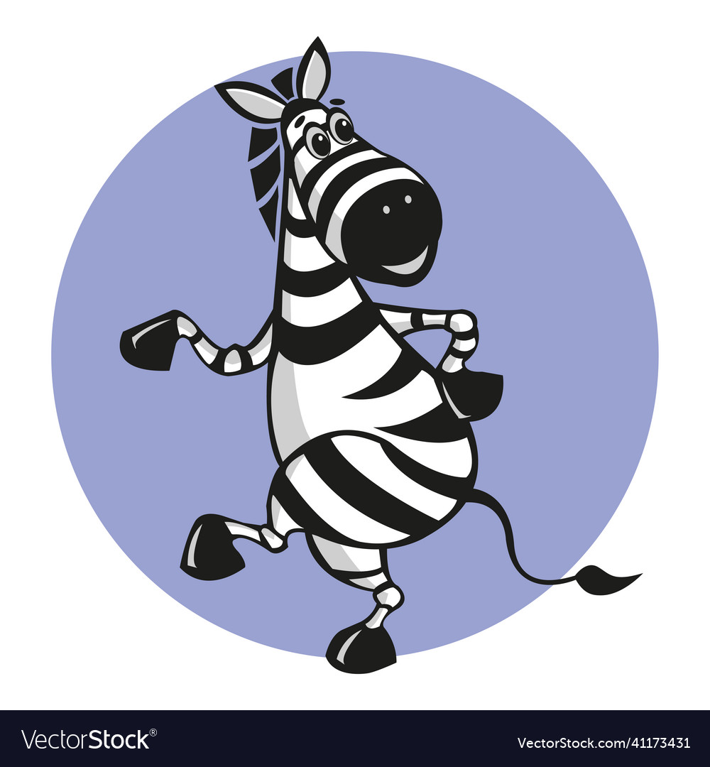 Cartoon character cheerful zebra dancing Vector Image