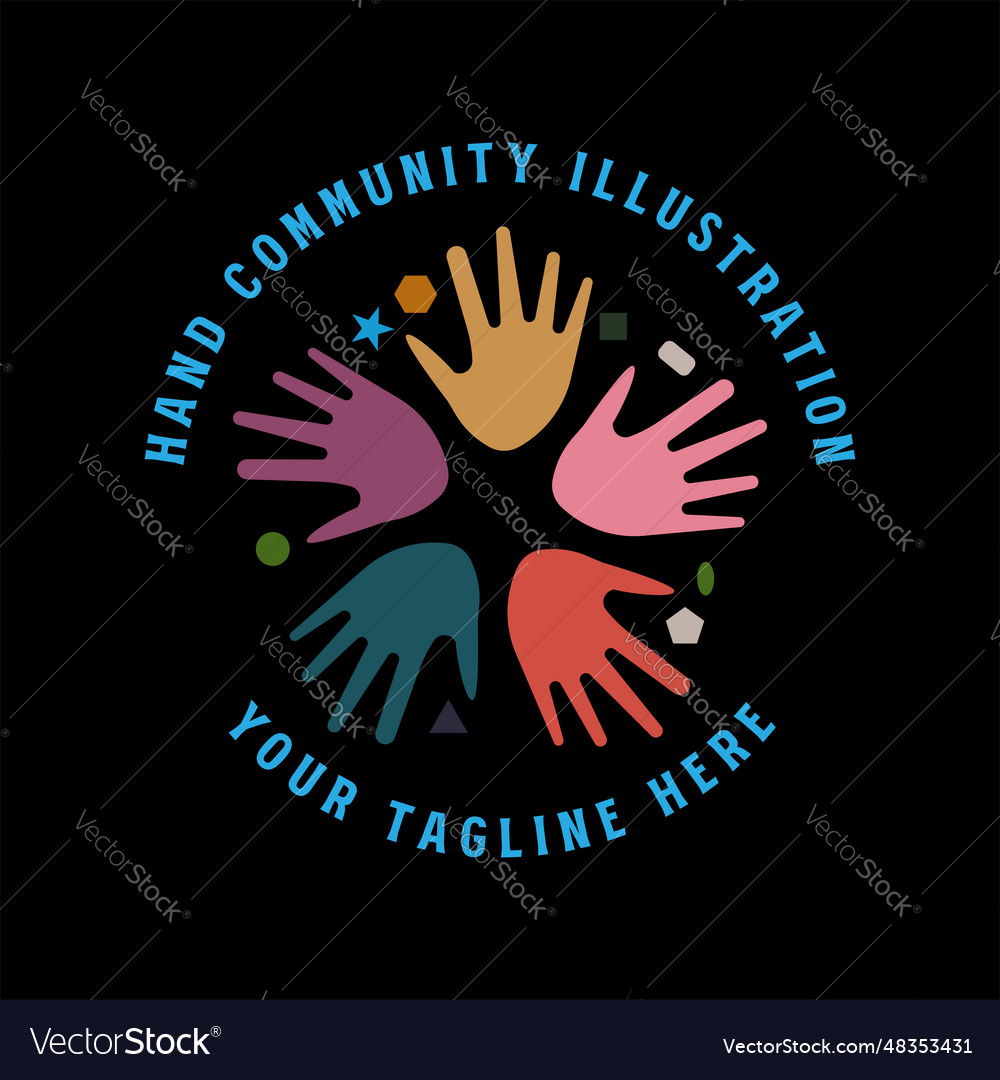 Circular hand together for unity united community Vector Image