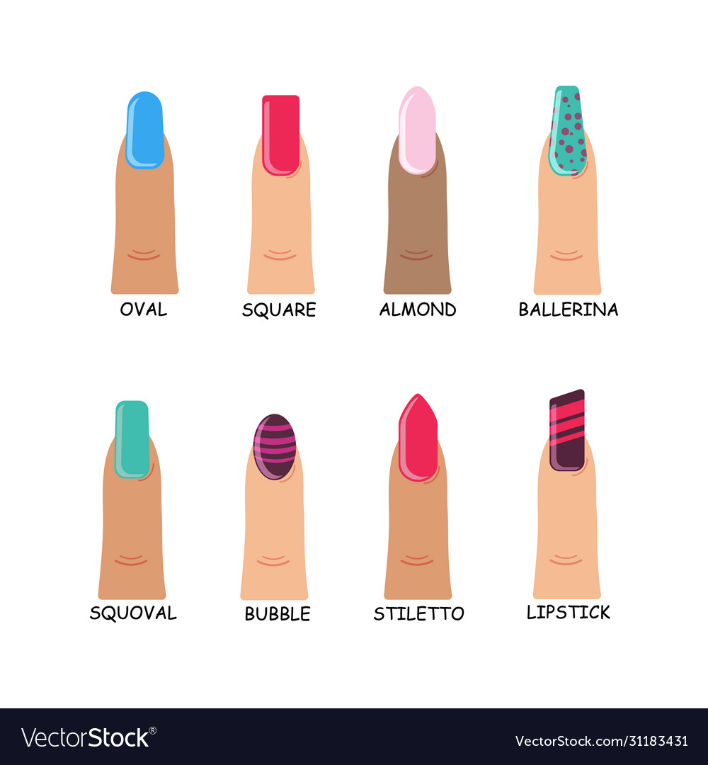 Different shapes nails Royalty Free Vector Image Different shapes nails Royalty Free Vector Image