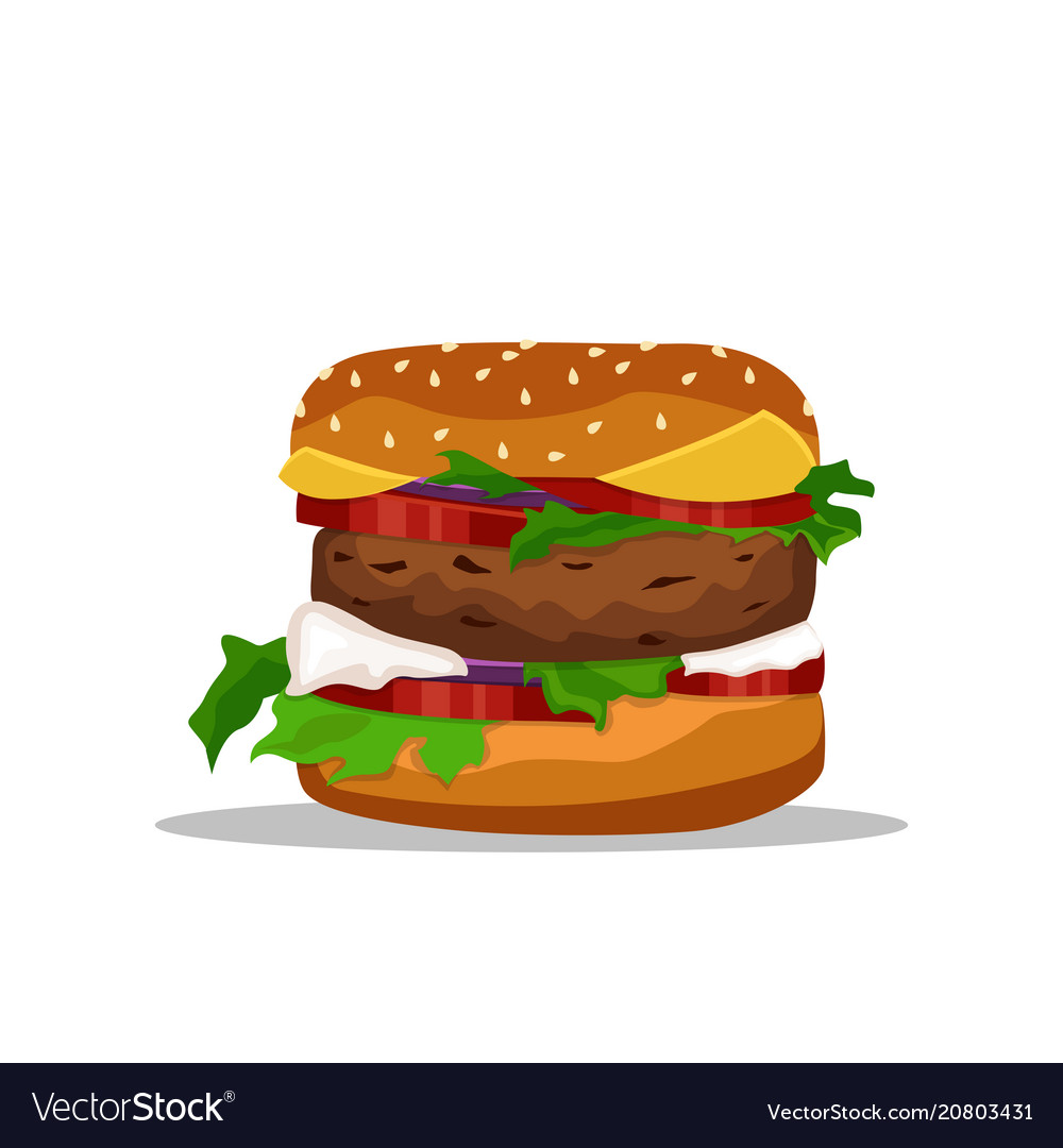 Drawing of hamburger with cheese tomatoes