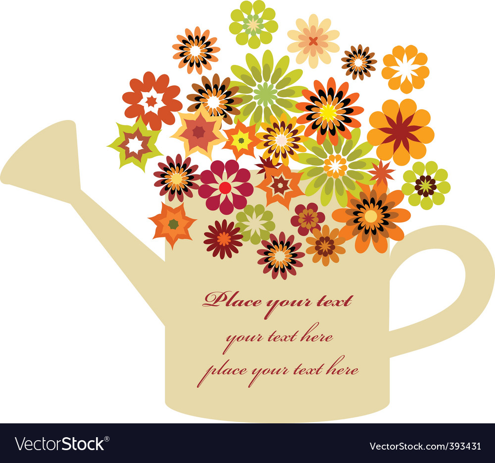 Flowers In Watering Can Royalty Free Vector Image Flowers In Watering Can Vector Image