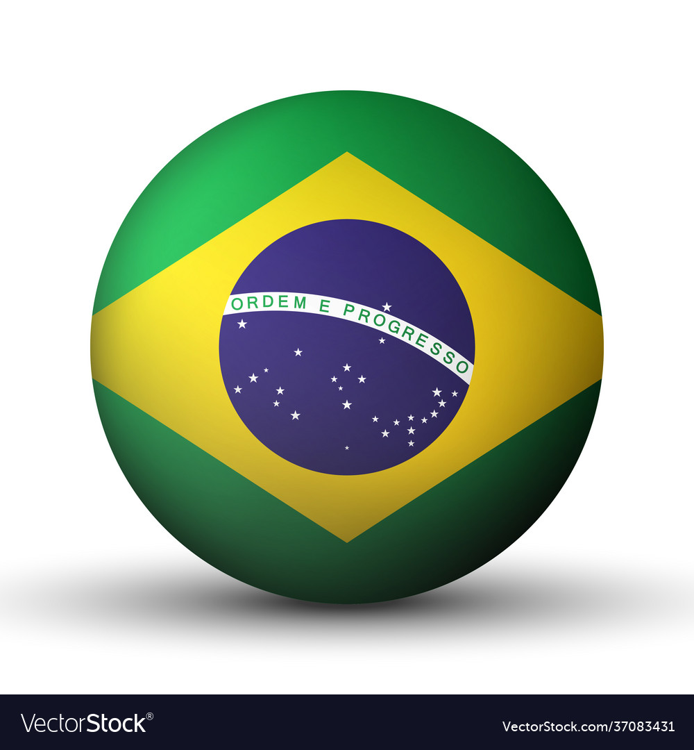 Glass light ball with flag brazil round sphere Vector Image