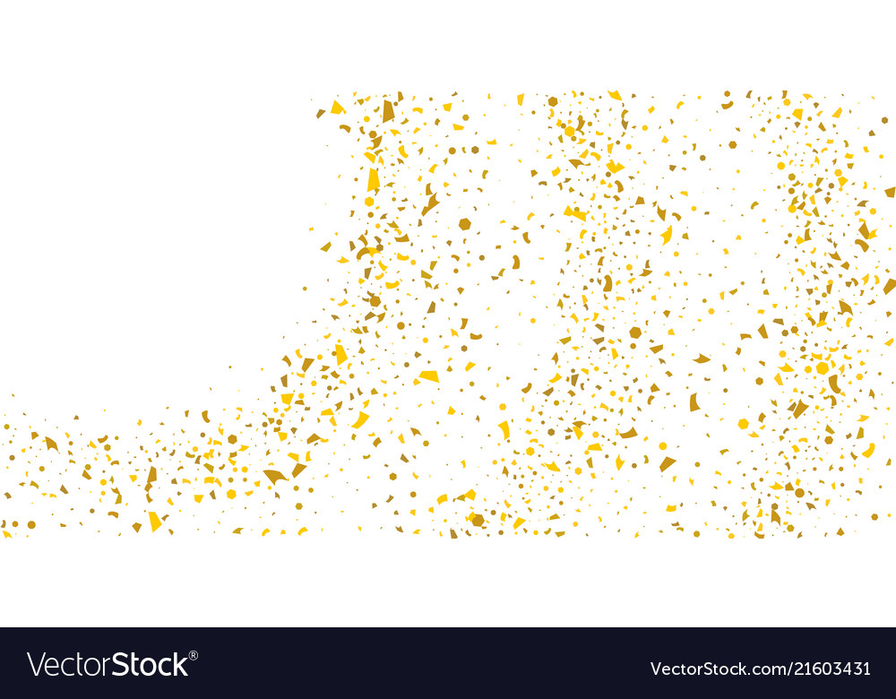 Golden glitter confetti on a white background