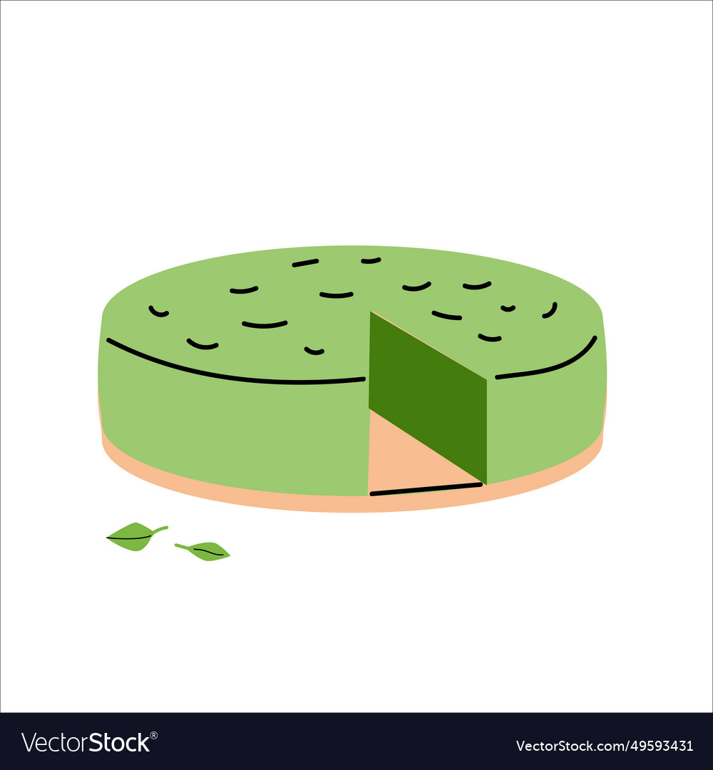 Green pie with matcha tea