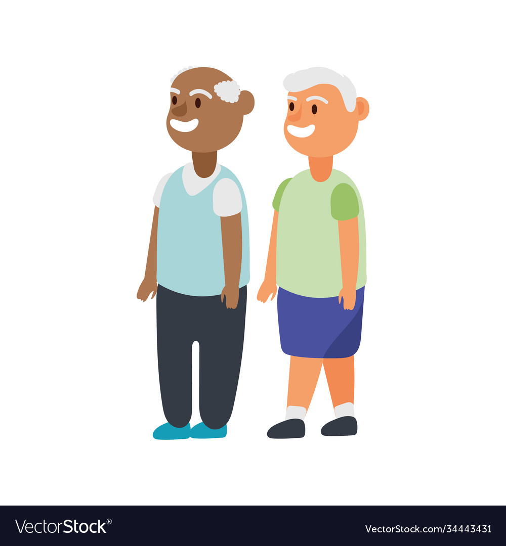 Interracial old men friends avatars characters Vector Image