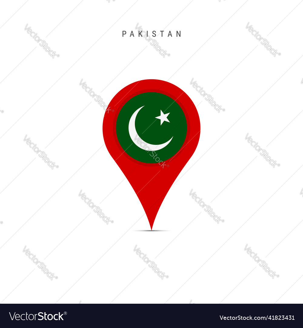 Teardrop map marker with flag of pakistan flat