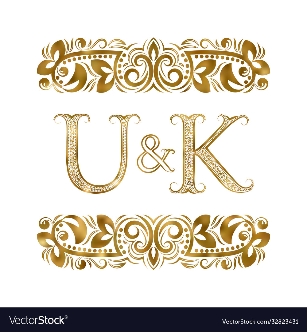 U and k vintage initials logo symbol letters Vector Image