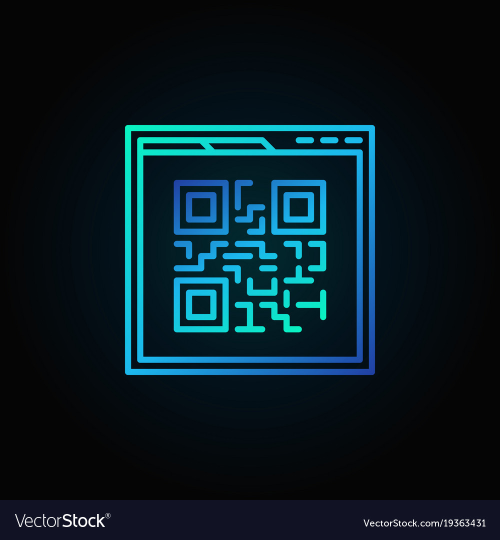 Webpage blue qr code linear icon on dark Vector Image