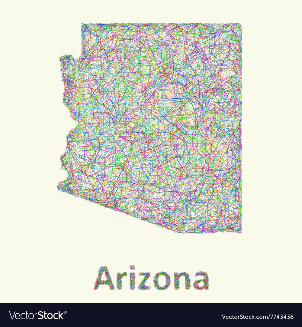 Arizona line art map Royalty Free Vector Image