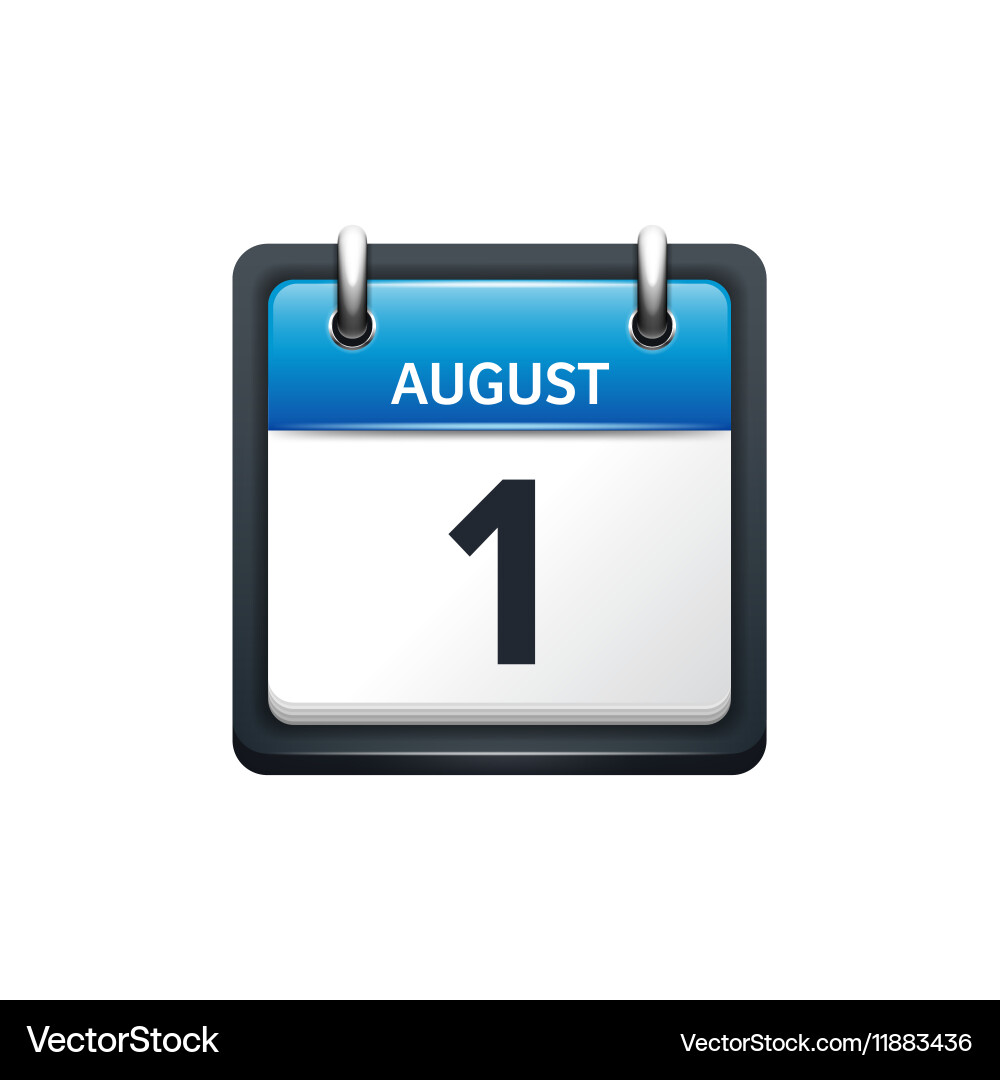 August 1 calendar icon flat Royalty Free Vector Image
