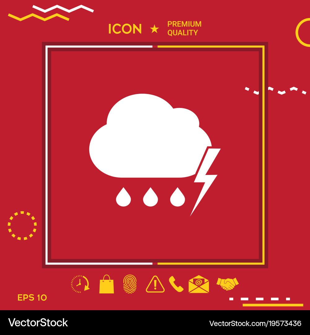 Cloud thunderstorm lightning rain icon Royalty Free Vector