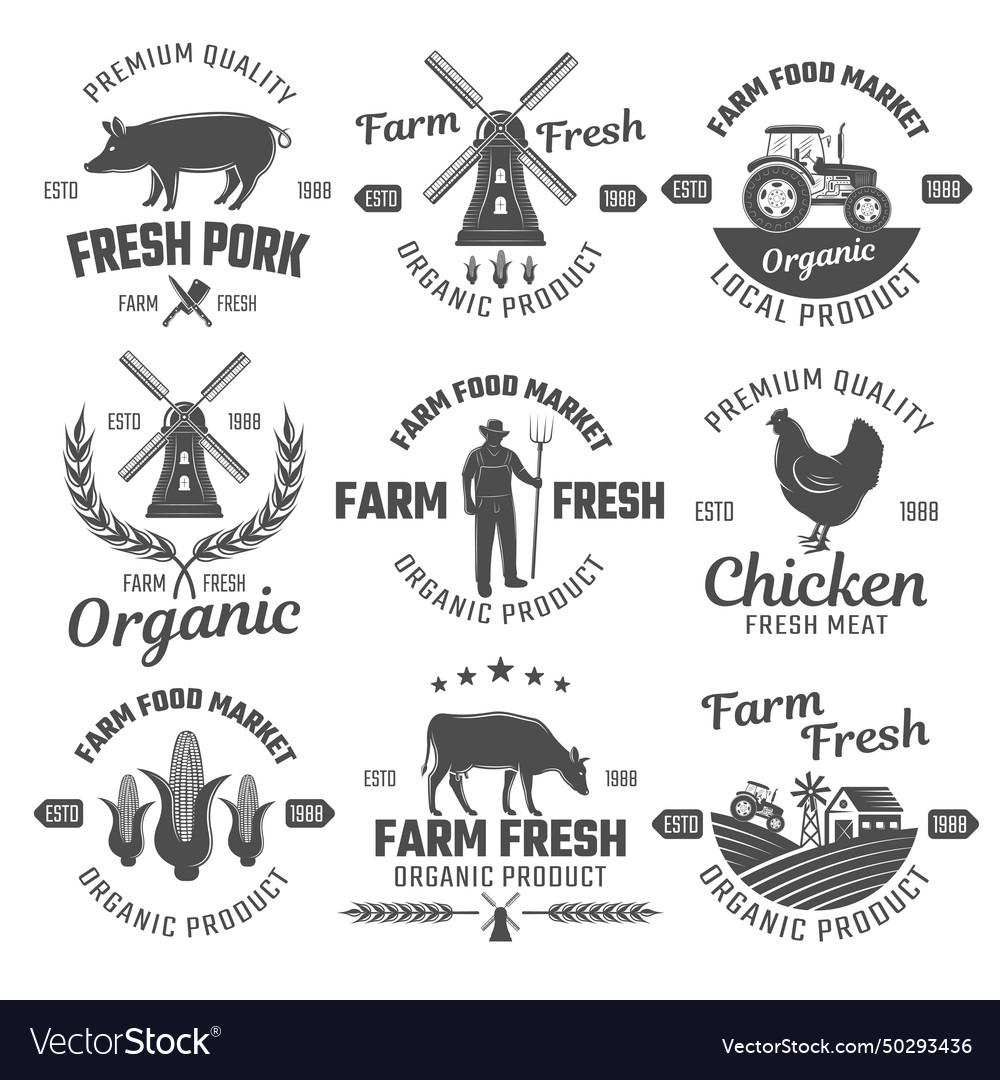 Farm black white emblems