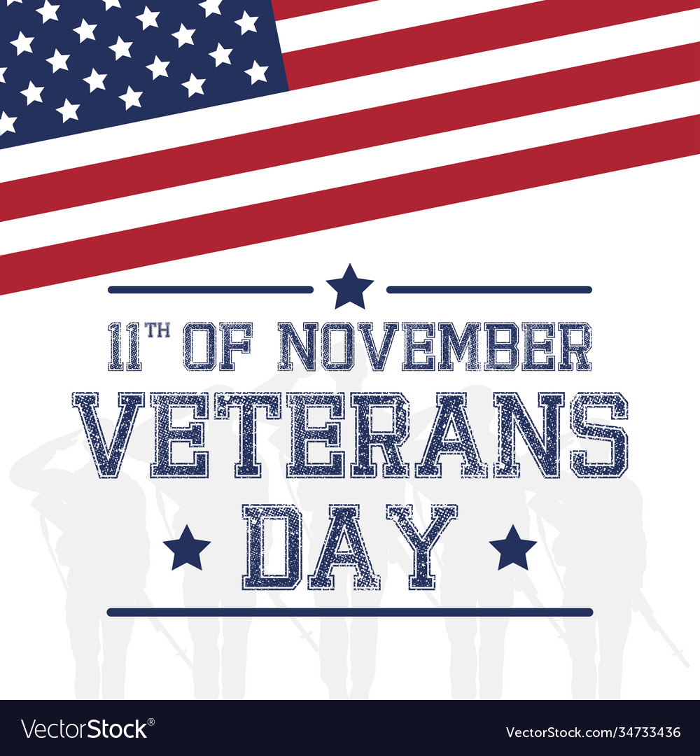 Happy veterans day celebration card with lettering