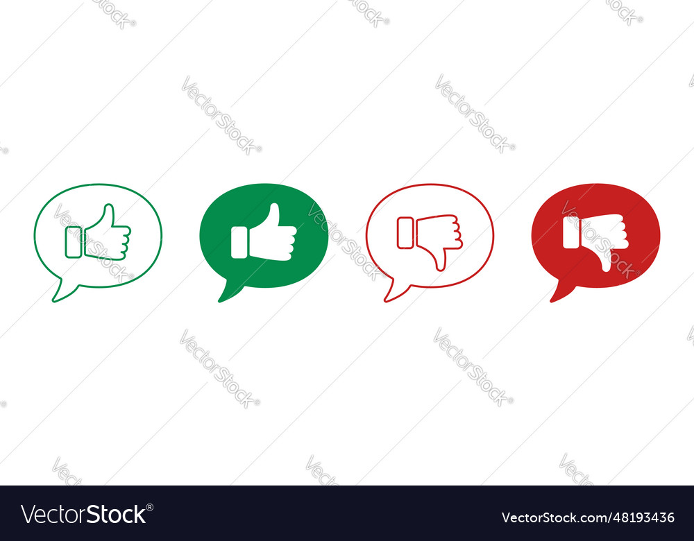 Thumb up down line and silhouette icon set