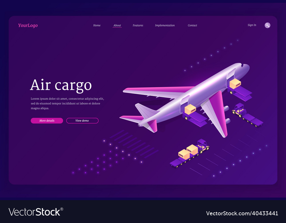 Air cargo isometric landing airplane logistics Vector Image