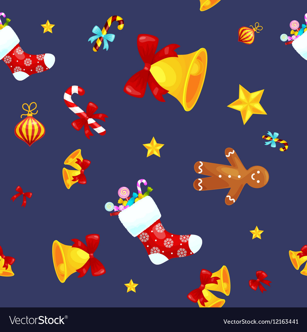 Christmas seamless pattern gingerbread man Vector Image