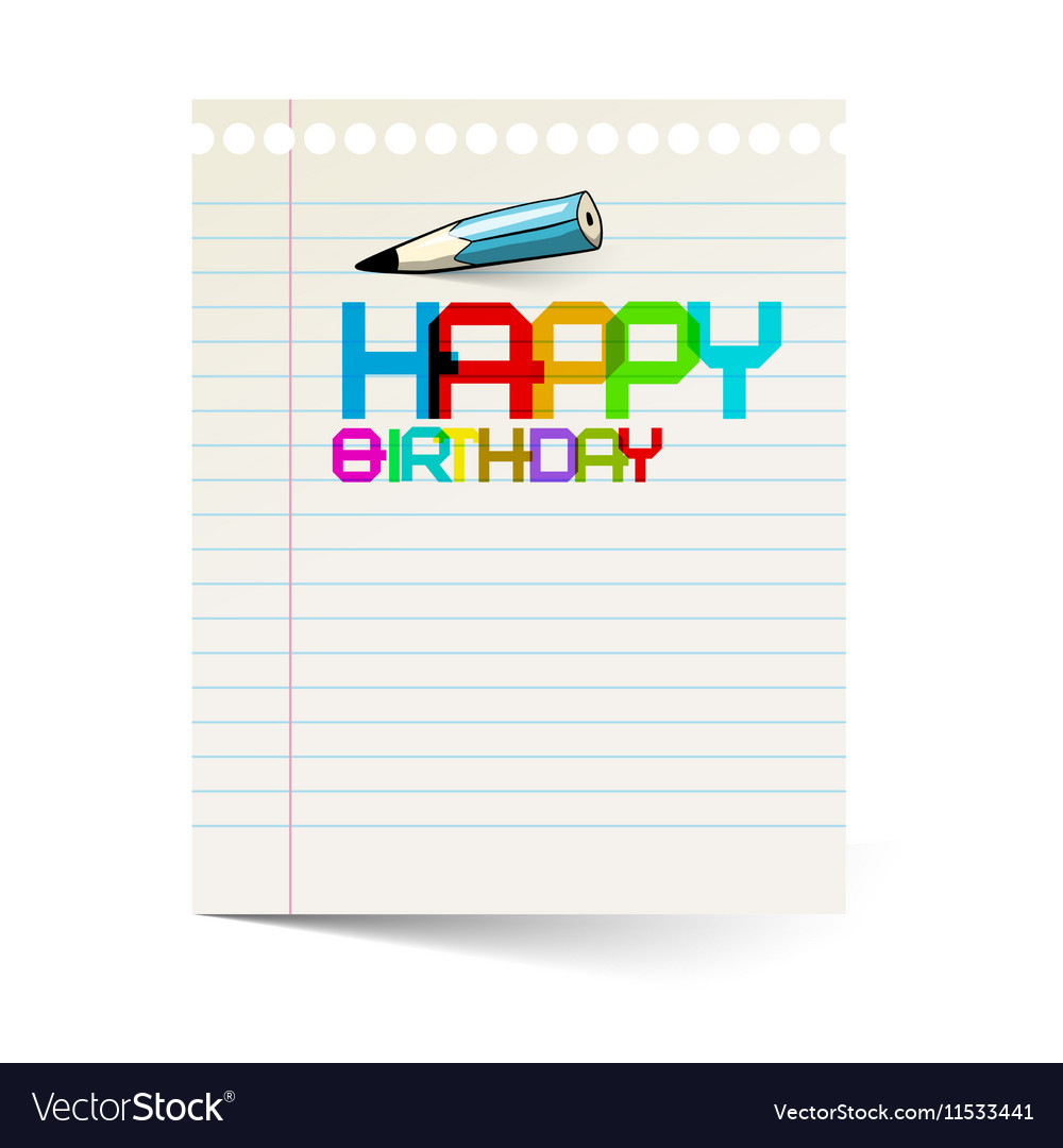 Happy birthday colorful transparent text on empty