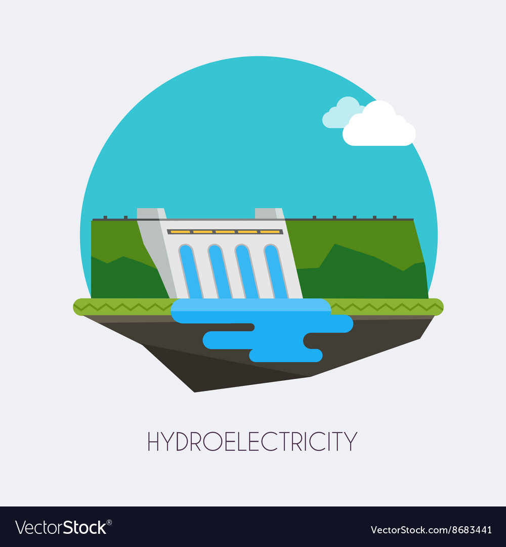 Hydroelectric power station landscape and Vector Image