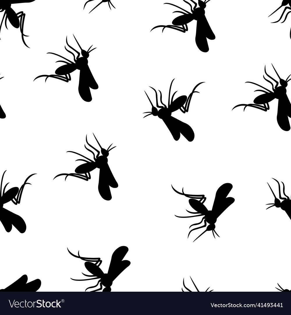 Seamless pattern with mosquitoes silhouettes Vector Image