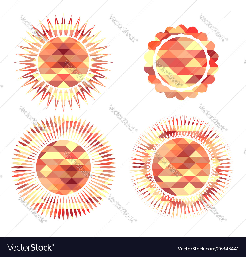 Set icons suns consisting polygonal