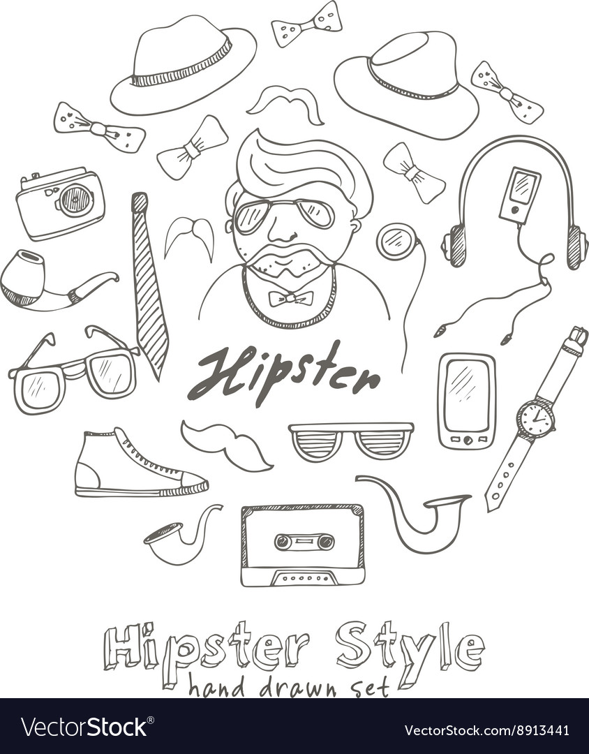 Set of hipster style symbols sketches