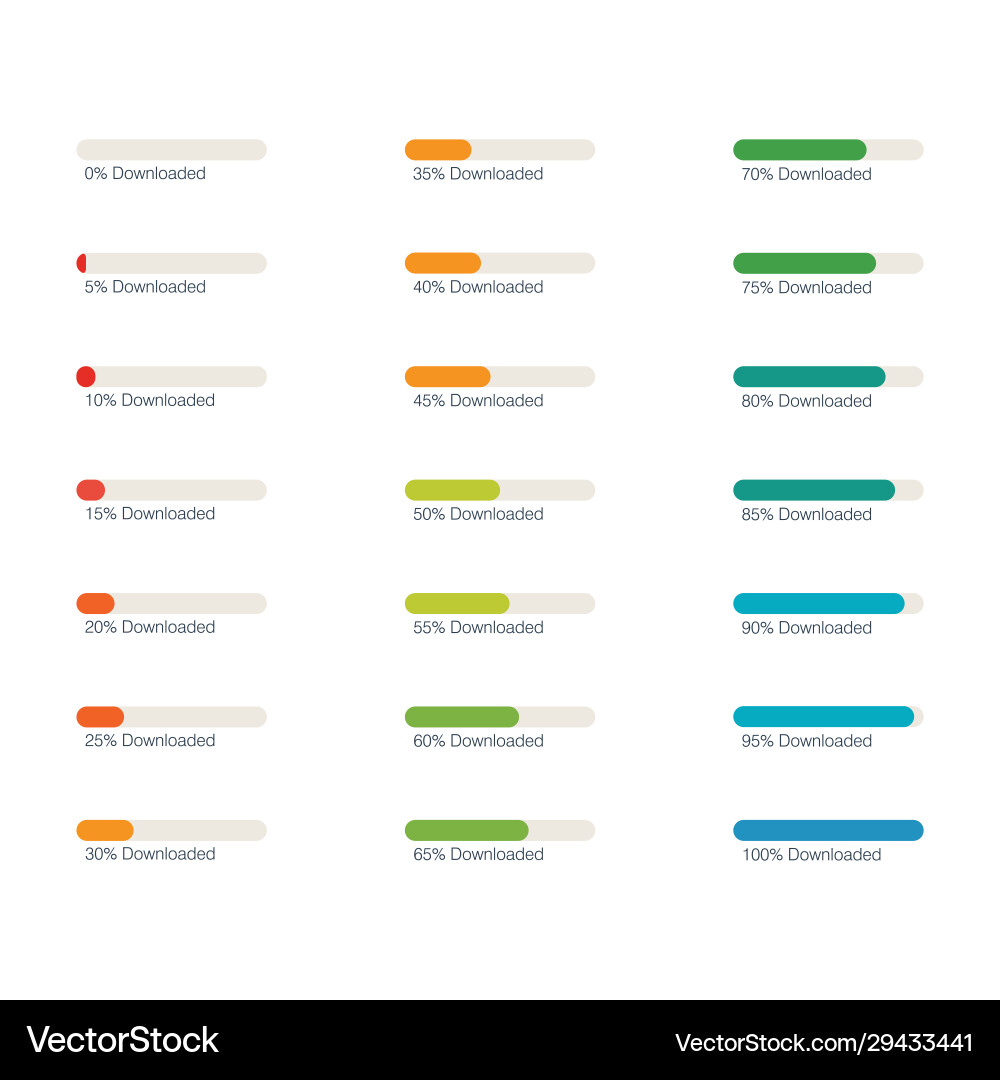 Set progress bars Royalty Free Vector Image - VectorStock