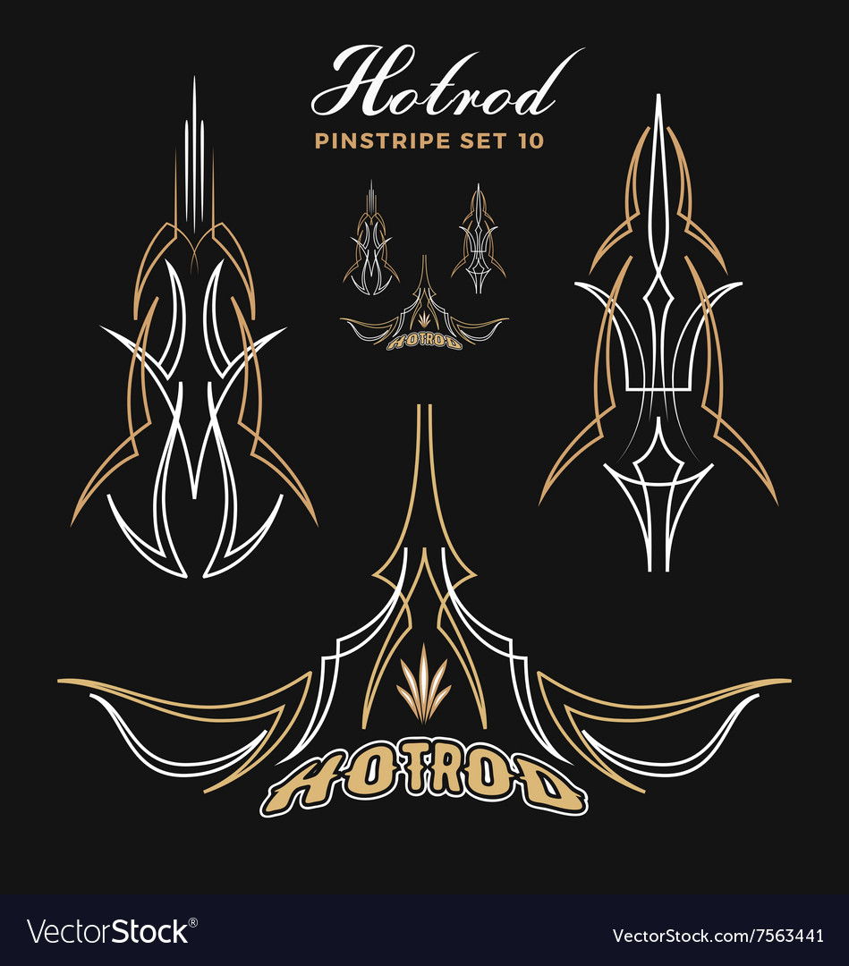 Set vintage pinstripe line art Royalty Free Vector Image