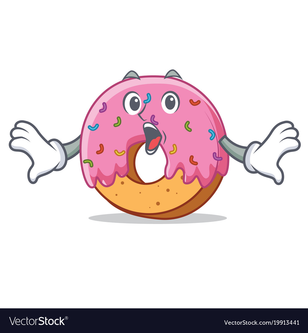 Surprised donut mascot cartoon style Royalty Free Vector