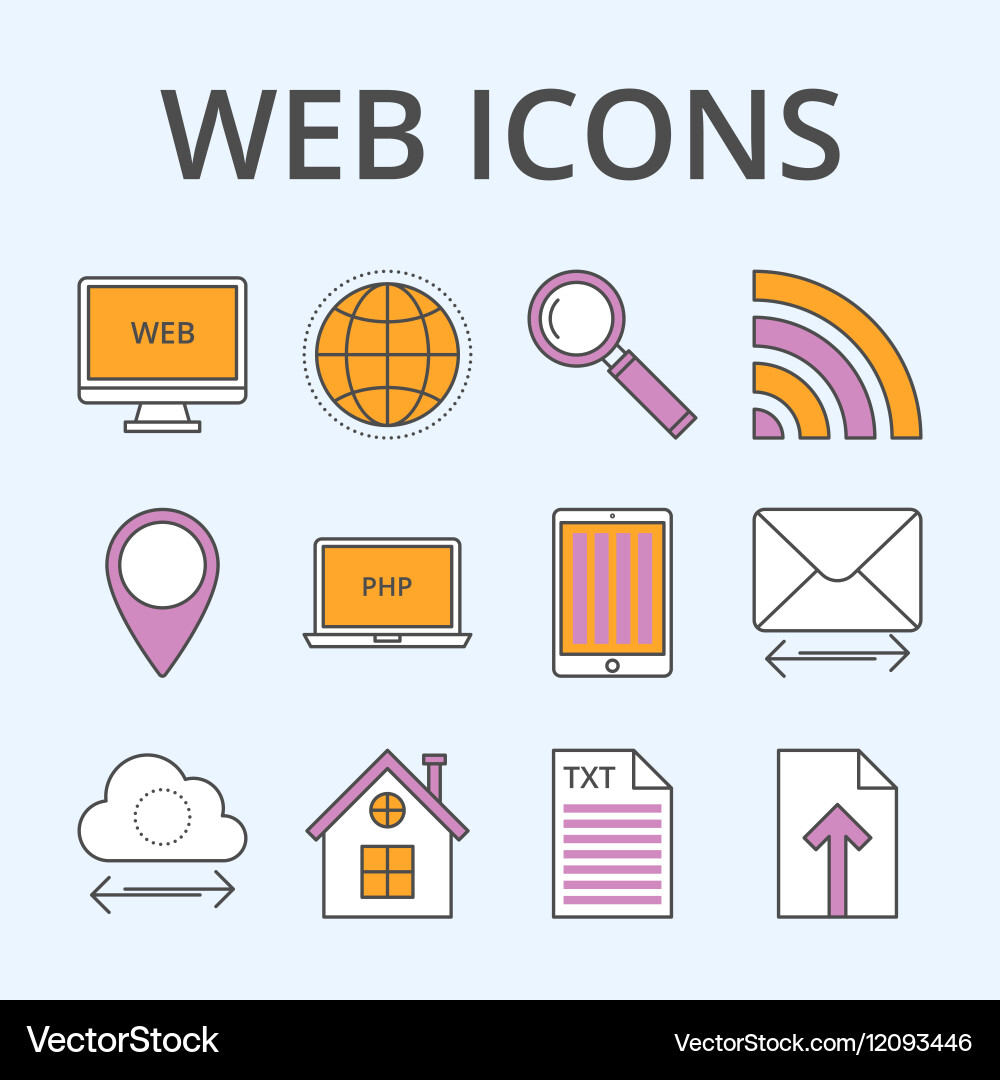 A set linear icons Royalty Free Vector Image - VectorStock