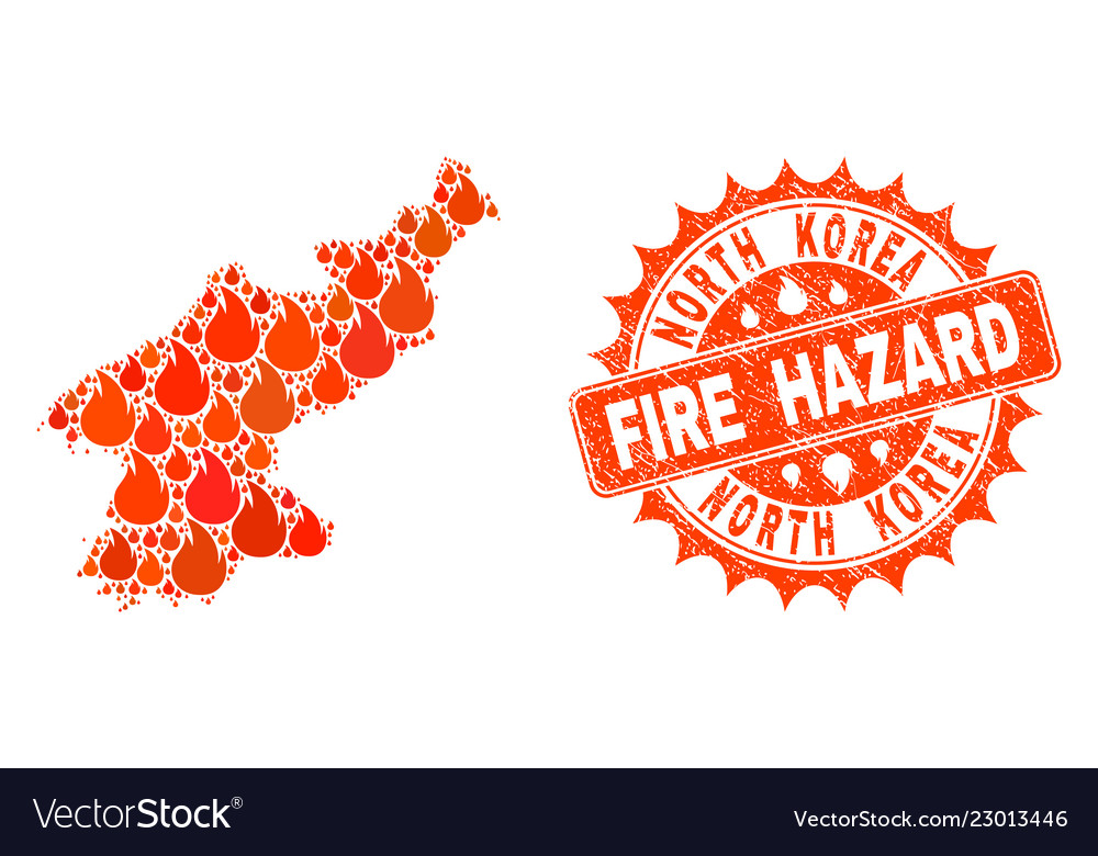 Composition of map north korea burning and fire