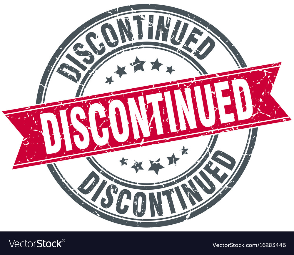 Discontinued round grunge ribbon stamp Royalty Free Vector