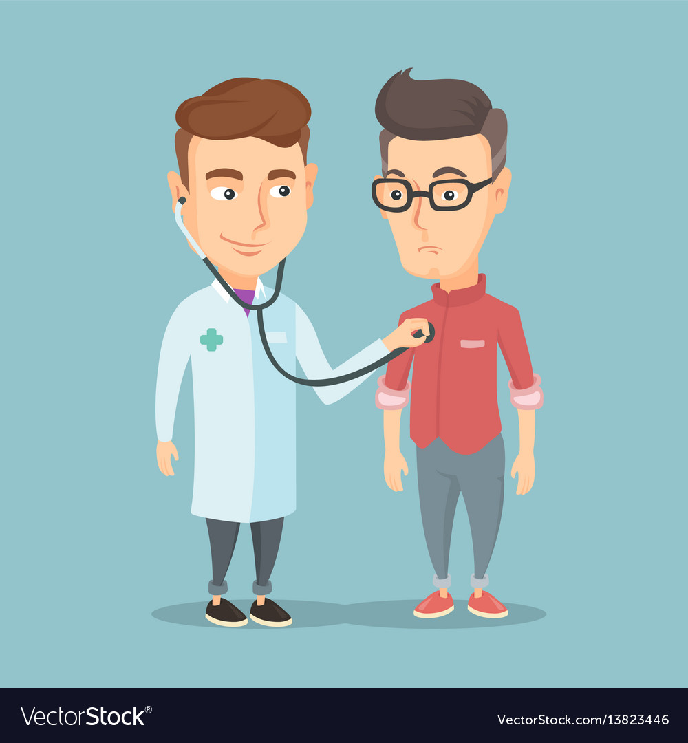 Doctor listening to chest of patient Royalty Free Vector